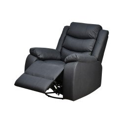 كرسي استرخاء فخم هزاز دوار بتصميم عصري جلد أسود كرسي استرخاء فخم هزاز دوار بتصميم عصري جلد أسود