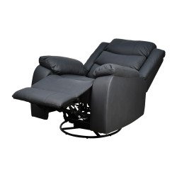 كرسي استرخاء فخم هزاز دوار بتصميم عصري جلد أسود