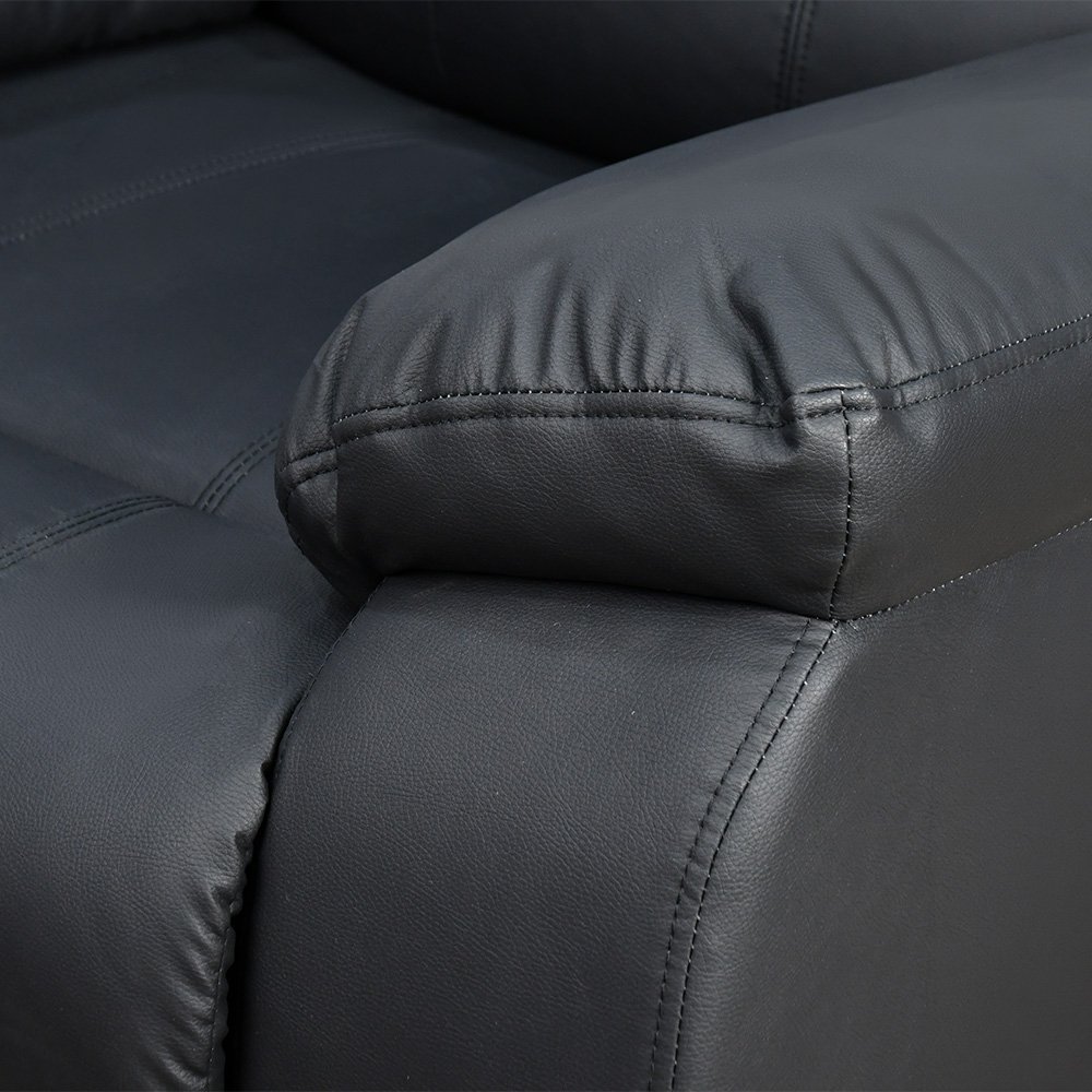 كرسي استرخاء فخم هزاز دوار بتصميم عصري جلد أسود