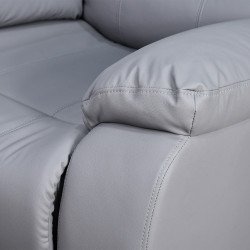 كرسي استرخاء فخم هزاز دوار بتصميم عصري جلد رمادي