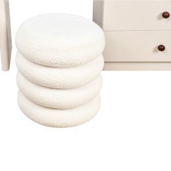 طاولة زينة مودرن خشبية 6 أدراج بمرآة مضيئة مع مقعد