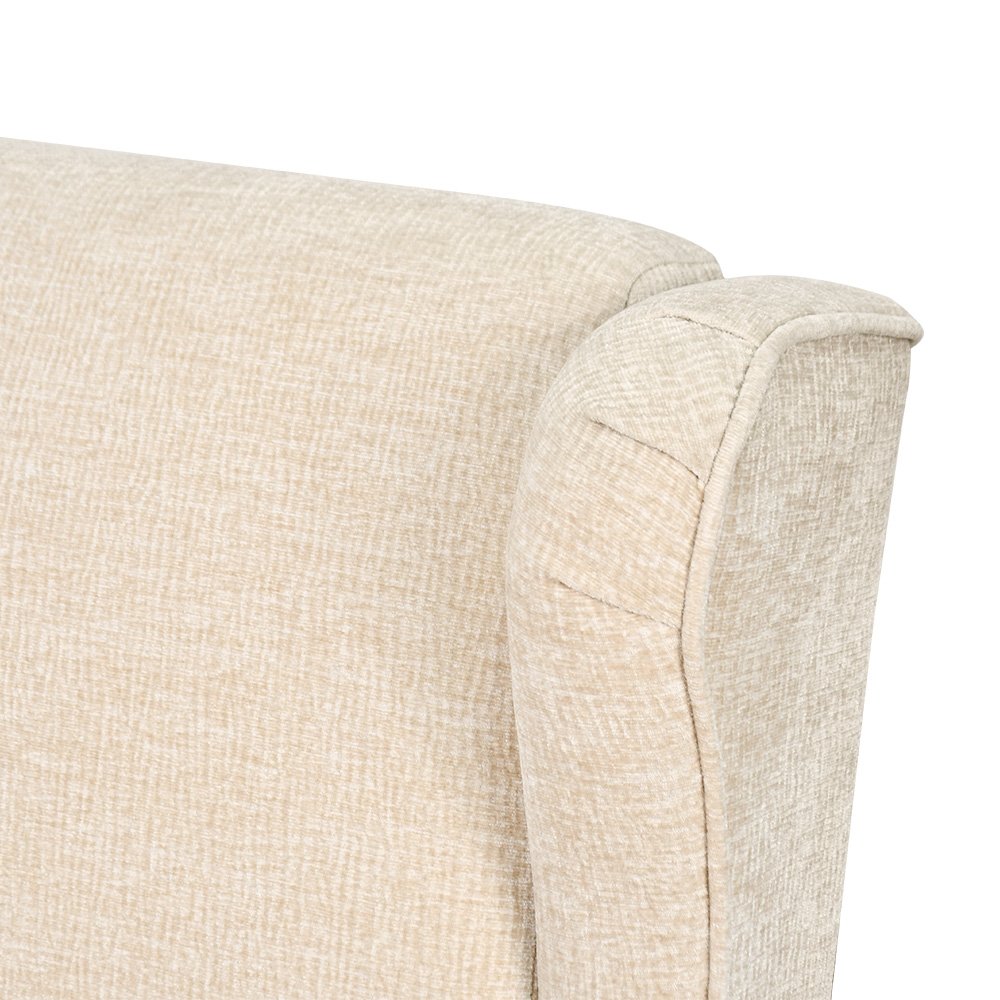 كرسي مفرد فخم قماش بهيكل خشبي مودرن بيج