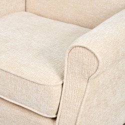 كرسي مفرد فخم قماش بهيكل خشبي مودرن بيج