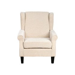 كرسي مفرد فخم قماش بهيكل خشبي مودرن بيج