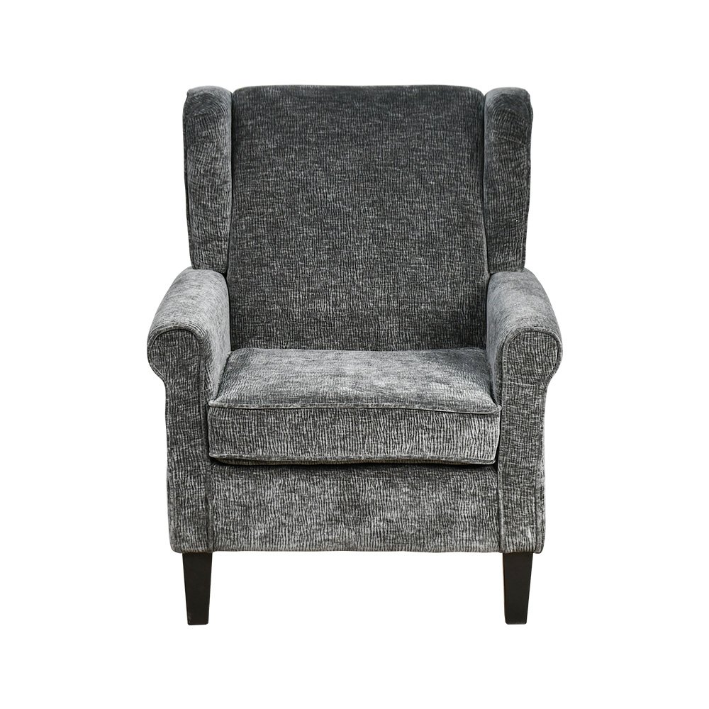 كرسي مفرد فخم قماش بهيكل خشبي مودرن رمادي غامق