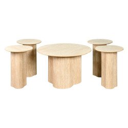 طقم طاولات خدمة مودرن 5 قطع خشب بيج