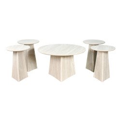 طقم طاولات خدمة مودرن 5 قطع خشب رمادي