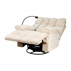 كرسي استرخاء فخم هزاز دوار بحامل جوال بيج