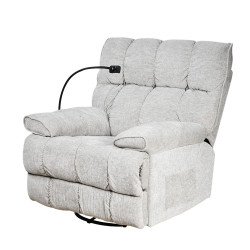 كرسي استرخاء فخم هزاز دوار بحامل جوال رمادي