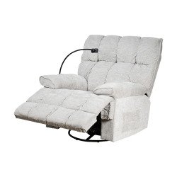 كرسي استرخاء فخم هزاز دوار بحامل جوال رمادي