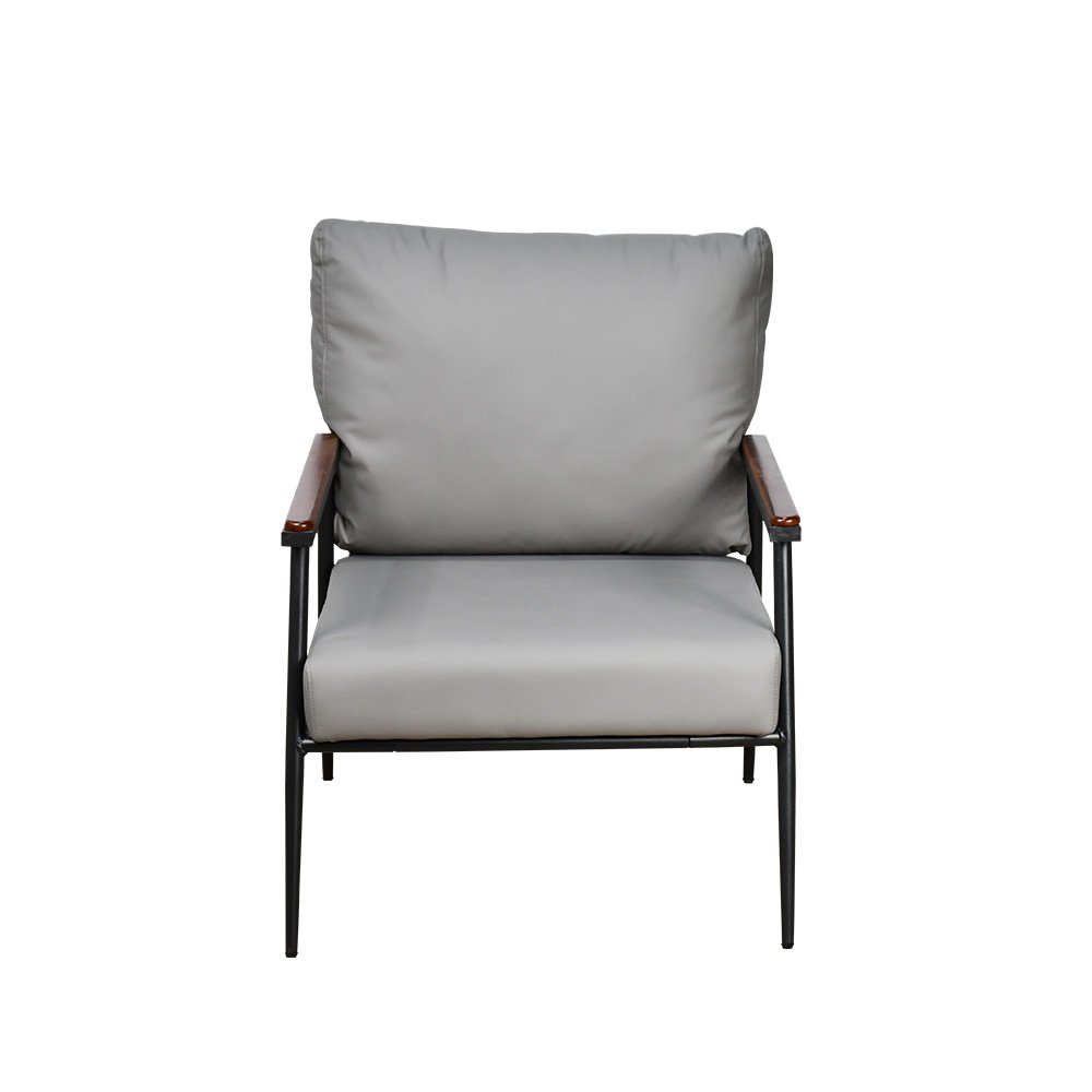 كرسي مفرد جلد بهيكل معدني تصميم عصري رمادي