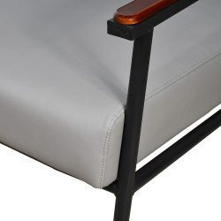 كرسي مفرد جلد بهيكل معدني تصميم عصري رمادي