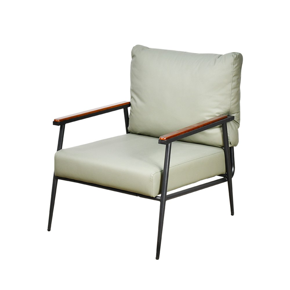 كرسي مفرد جلد بهيكل معدني تصميم عصري مينت جرين