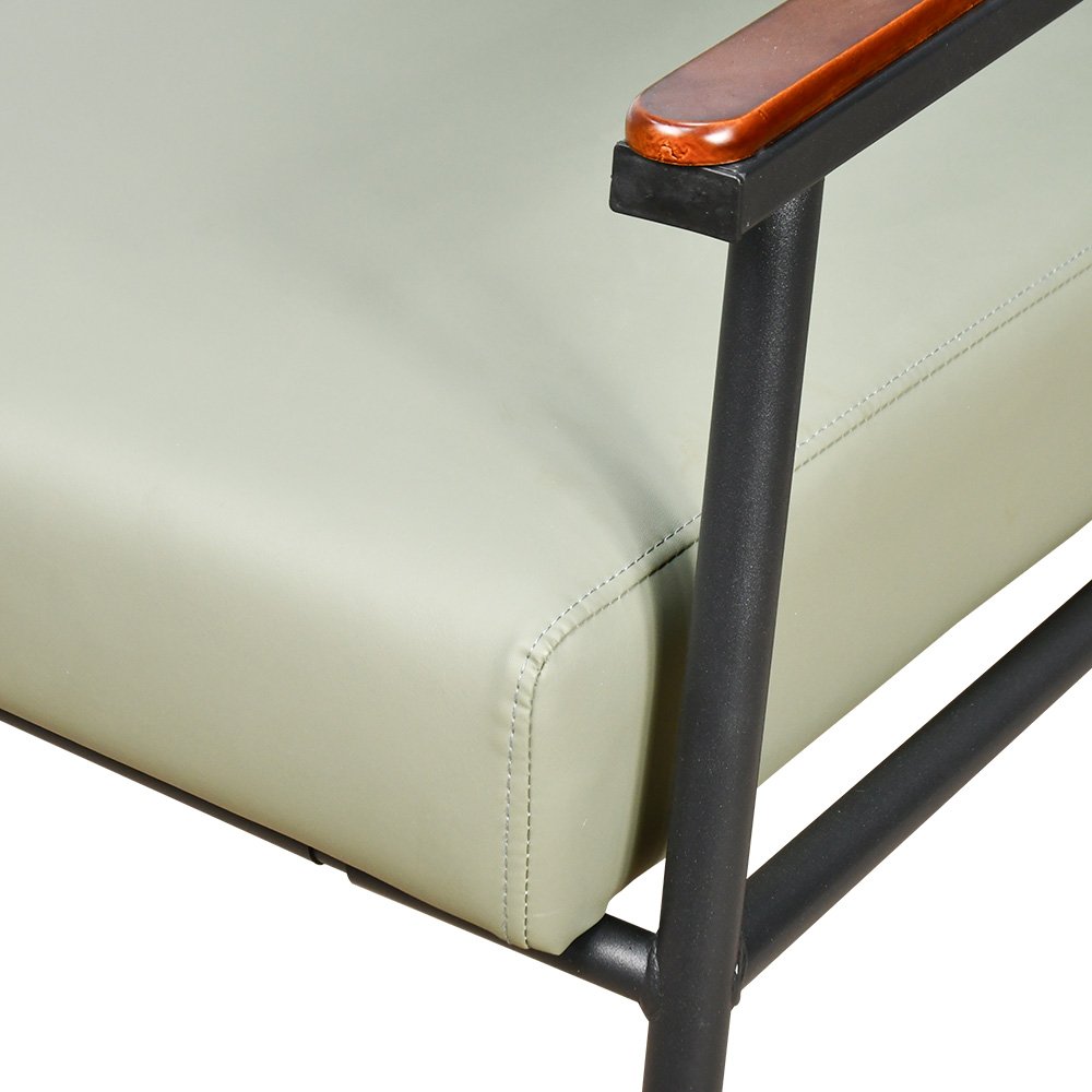 كرسي مفرد جلد بهيكل معدني تصميم عصري مينت جرين