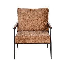 كرسي مفرد مخمل بهيكل معدني تصميم عصري بني