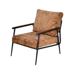 كرسي مفرد مخمل بهيكل معدني تصميم عصري بني