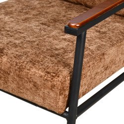 كرسي مفرد مخمل بهيكل معدني تصميم عصري بني