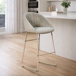 كرسي بار عصري قماش بقاعدة معدنية كافيه