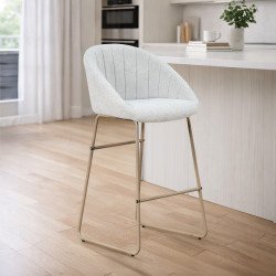 كرسي بار عصري قماش بقاعدة معدنية رمادي فضي