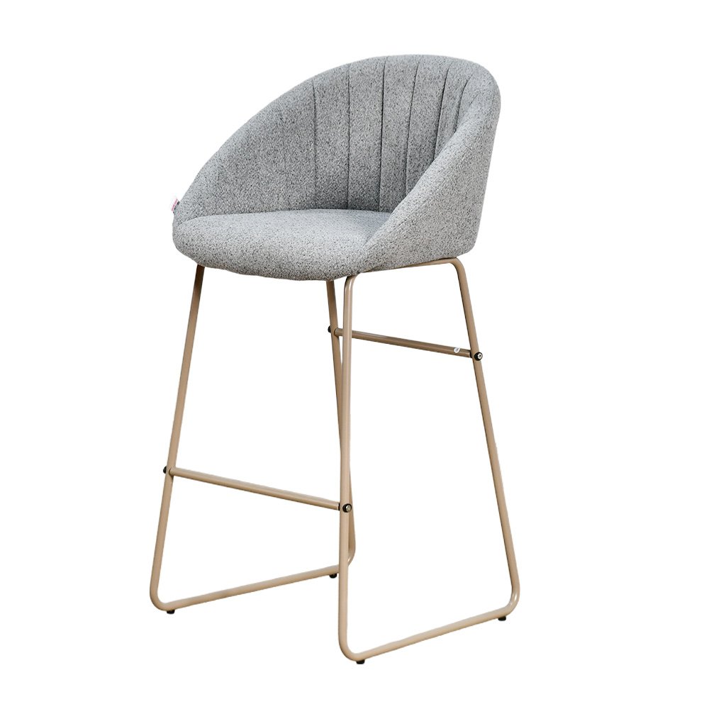 كرسي بار عصري قماش بقاعدة معدنية رمادي