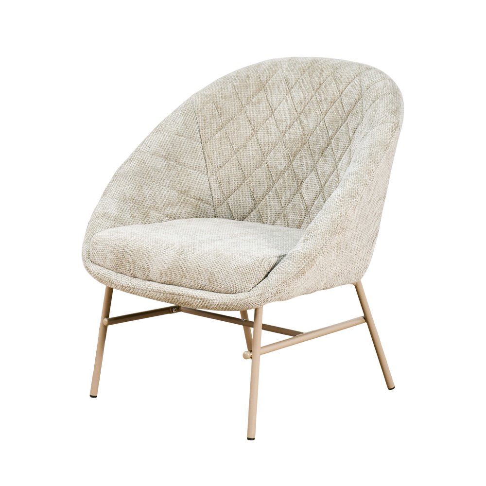 كرسي مفرد مودرن قماشي بقاعدة معدنية بيج