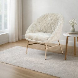 كرسي مفرد مودرن قماشي بقاعدة معدنية بيج