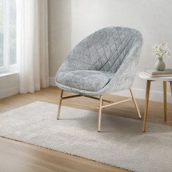 كرسي مفرد مودرن قماشي بقاعدة معدنية رمادي