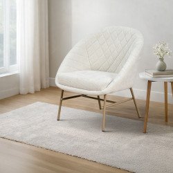 كرسي مفرد مودرن قماشي بقاعدة معدنية أوف وايت