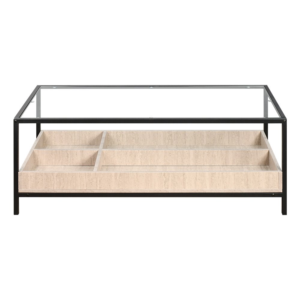 طاولة خدمة مفردة مودرن بسطح زجاجي بيج