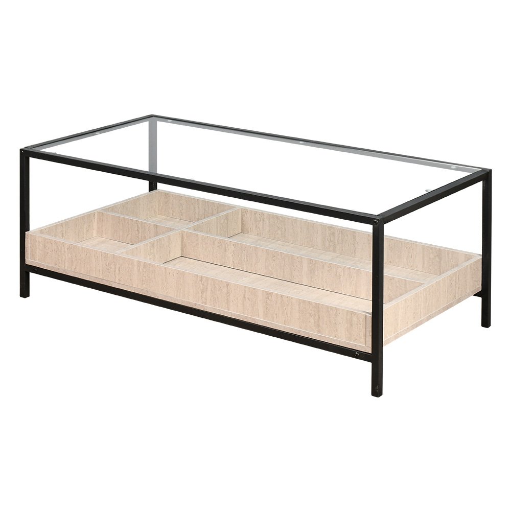 طاولة خدمة مفردة مودرن بسطح زجاجي بيج