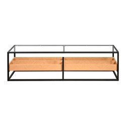 وحدة تلفاز سطح زجاجي ورف تخزين خشبي 160 سم