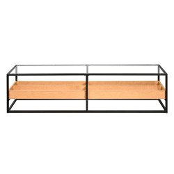 وحدة تلفاز سطح زجاجي ورف تخزين خشبي 180 سم