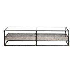 وحدة تلفاز سطح زجاجي ورف تخزين خشبي رمادي 180 سم