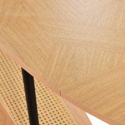 مدخل استقبال خشبي مع رف راتان بوهيمي عصري بيج مدخل استقبال خشبي مع رف راتان بوهيمي عصري بيج