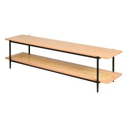 وحدة تلفاز خشب مع رف راتان بوهيمي عصري 180 سم وحدة تلفاز خشب مع رف راتان بوهيمي عصري 180 سم