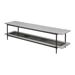 وحدة تلفاز خشب مع رف راتان بوهيمي عصري رمادي 180 سم