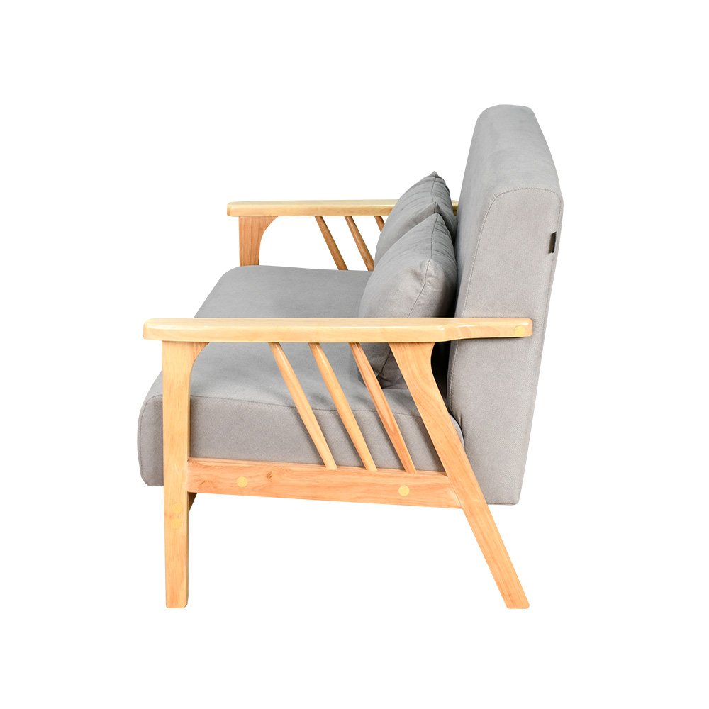 طقم كنب 6 مقاعد وطاولة بهيكل خشبي عصري رمادي