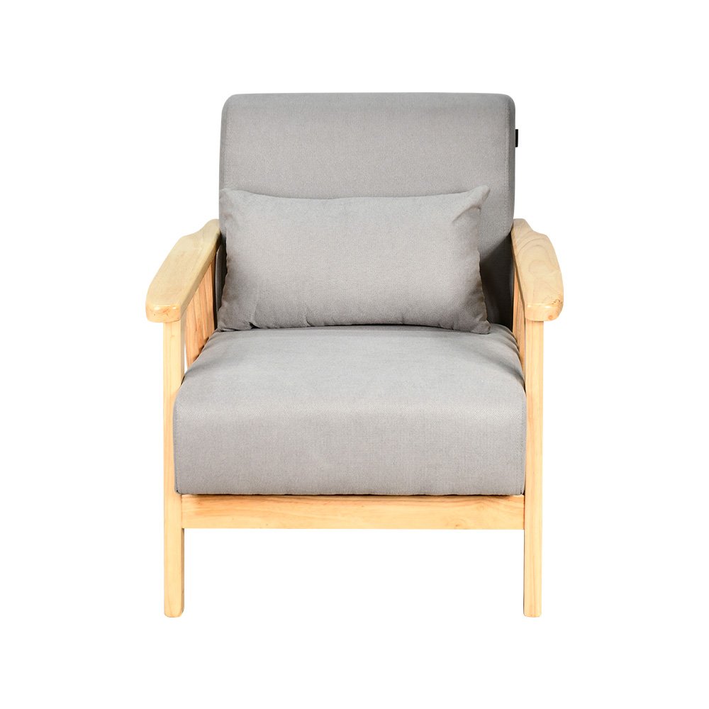 طقم كنب 6 مقاعد وطاولة بهيكل خشبي عصري رمادي