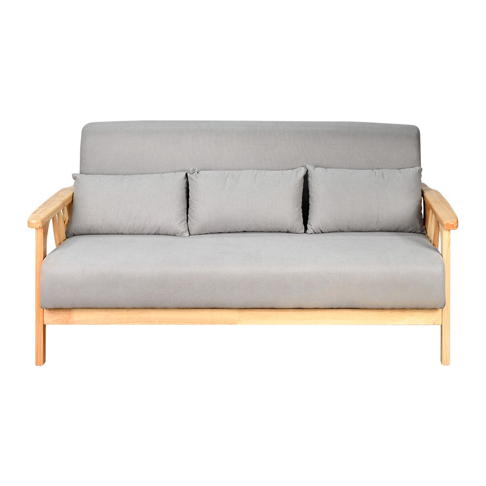 طقم كنب 6 مقاعد وطاولة بهيكل خشبي عصري رمادي