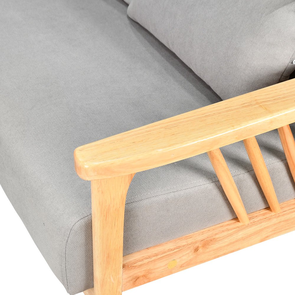 طقم كنب 6 مقاعد وطاولة بهيكل خشبي عصري رمادي