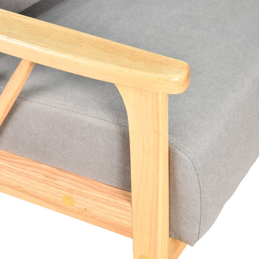 طقم كنب 6 مقاعد وطاولة بهيكل خشبي عصري رمادي