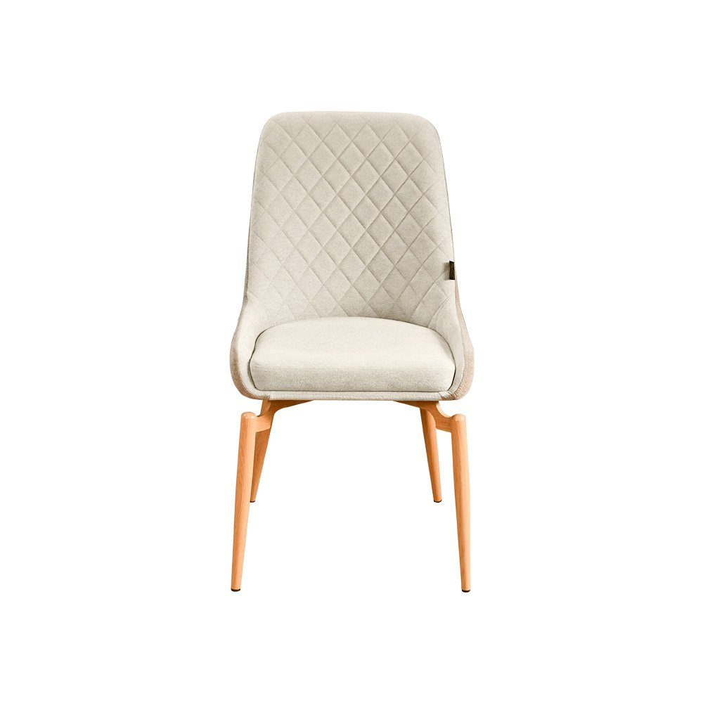 طاولة طعام خشب بأرجل معدنية 6 كراسي بيج