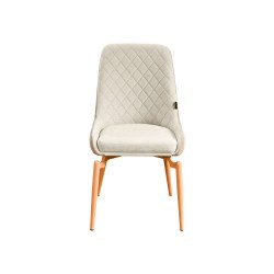 طاولة طعام خشب بأرجل معدنية 6 كراسي بيج