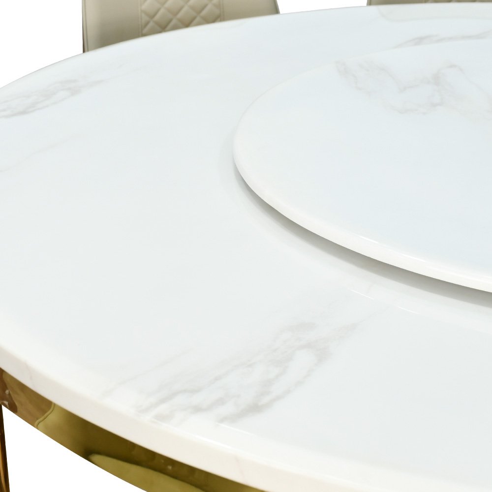 طاولة طعام فاخرة سطح رخام دوار 10 كراسي كافيه