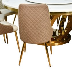 طاولة طعام فاخرة سطح رخام دوار 10 كراسي كافيه