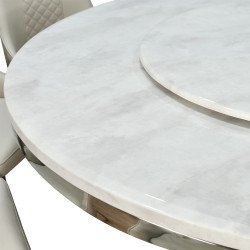 طاولة طعام فاخرة سطح رخام دوار 10 كراسي رمادي
