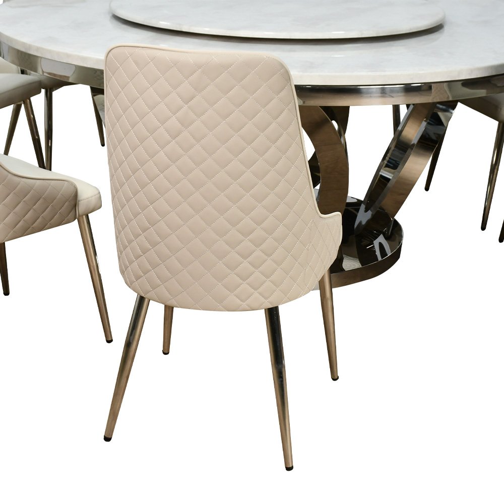 طاولة طعام فاخرة سطح رخام دوار 10 كراسي رمادي