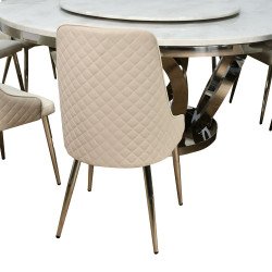 طاولة طعام فاخرة سطح رخام دوار 10 كراسي رمادي