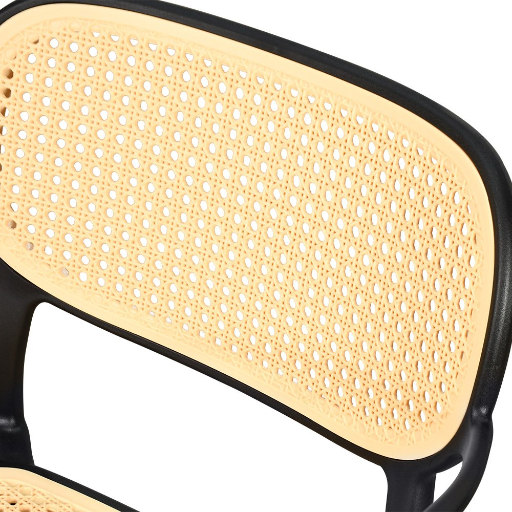 كرسي مفرد خارجي بلاستيك وراتان أسود