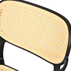 كرسي مفرد خارجي بلاستيك وراتان أسود